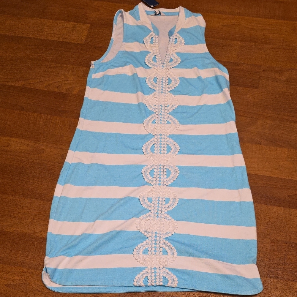 Crown & Ivy Turquoise and White Dress